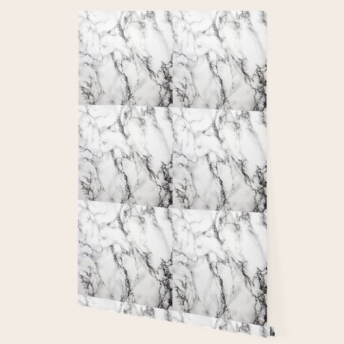 White Faux Marble Texture Wallpaper Gallery Image 2