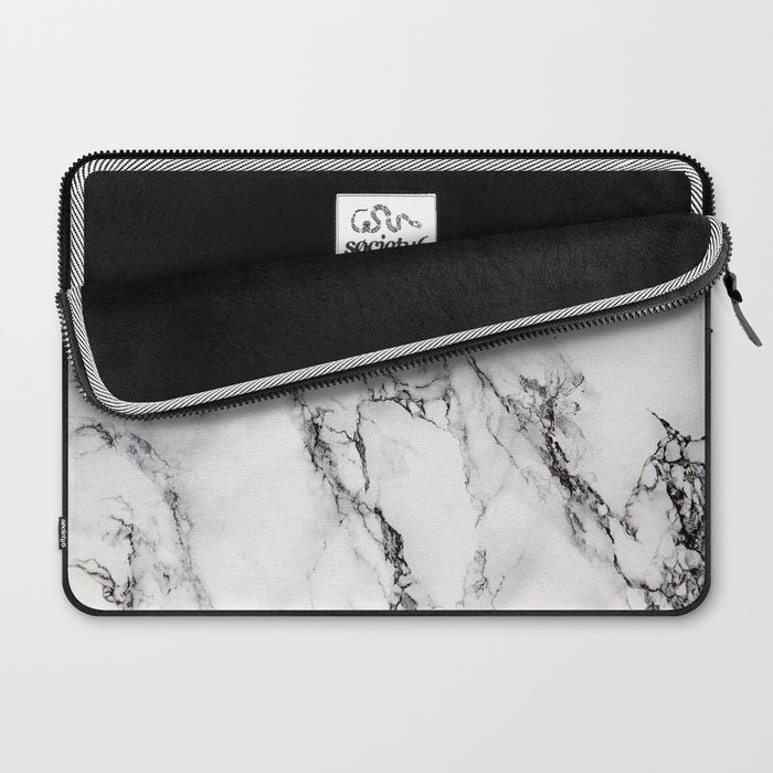 White Faux Marble Texture Laptop Sleeve Gallery Image 2