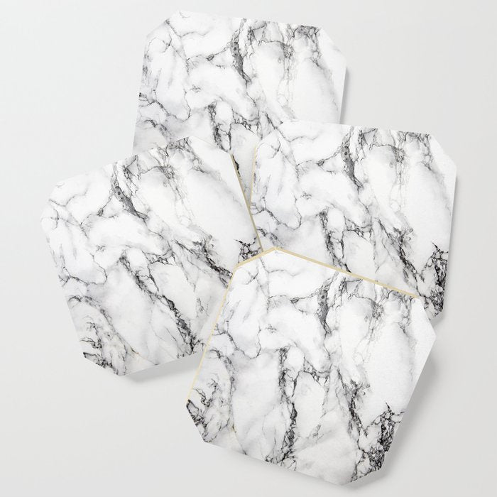 White Faux Marble Texture Coaster Gallery Image 1
