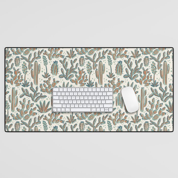 Cactus Desert - sage and copper Desk Mat Gallery Image 1