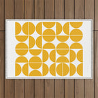 Mid Century Modern Geometric 04 Yellow Outdoor Rug Gallery Image 1