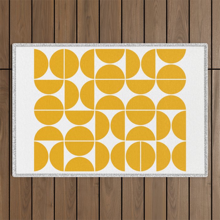 Mid Century Modern Geometric 04 Yellow Outdoor Rug Gallery Image 1