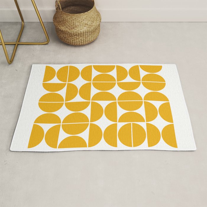 Mid Century Modern Geometric 04 Yellow Rug Gallery Image 1