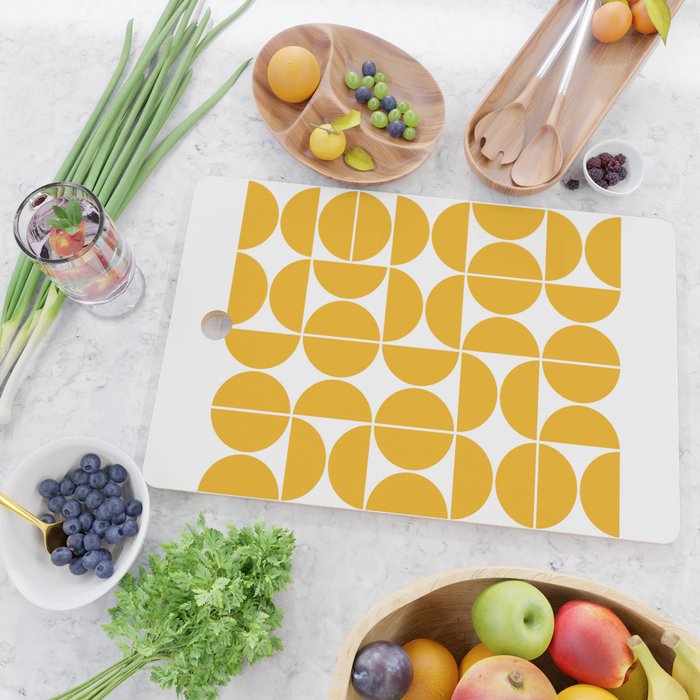 Mid Century Modern Geometric 04 Yellow Cutting Board Gallery Image 2