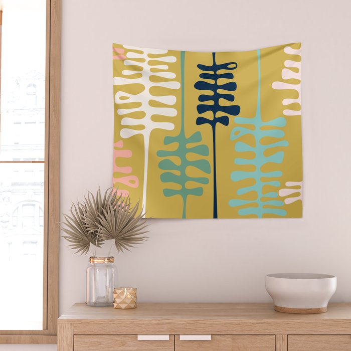 Abstract jungle - mustard Wall Tapestry Gallery Image 2