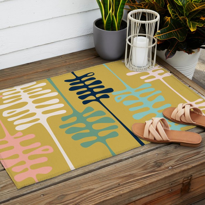 Abstract jungle - mustard Outdoor Rug Gallery Image 2