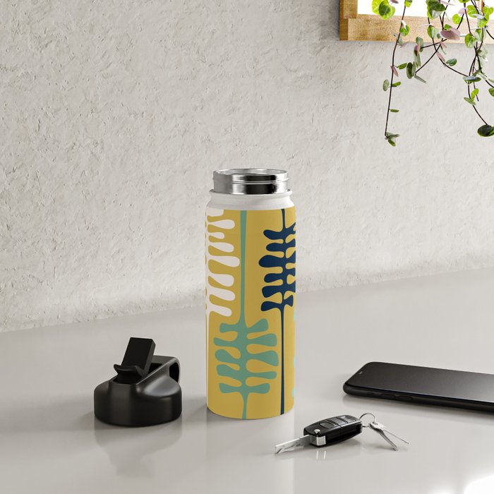Abstract jungle - mustard Water Bottle Gallery Image 4