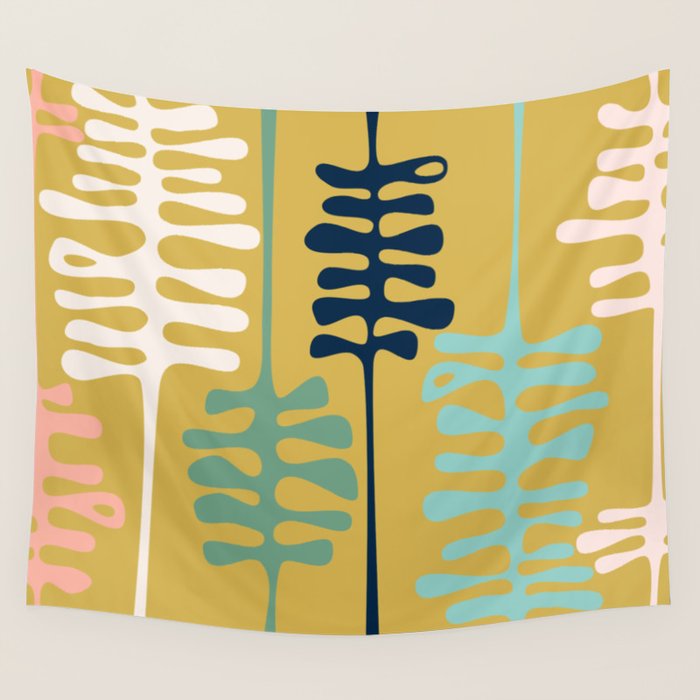 Abstract jungle - mustard Wall Tapestry Gallery Image 4