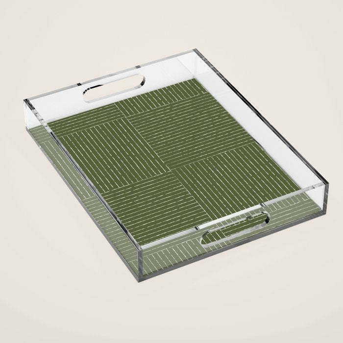 Lines III (Moss Green) Acrylic Tray Gallery Image 1