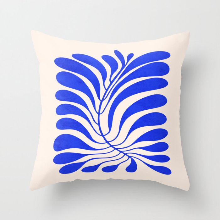 Electrik Blue Ferns: Matisse Edition Throw Pillow Gallery Image 1
