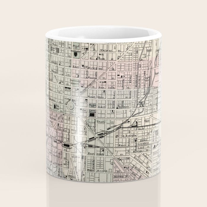 Vintage Map of Indianapolis Indiana (1884) Coffee Mug Gallery Image 4