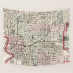 Vintage Map of Indianapolis Indiana (1884) Wall Tapestry Gallery Image 4