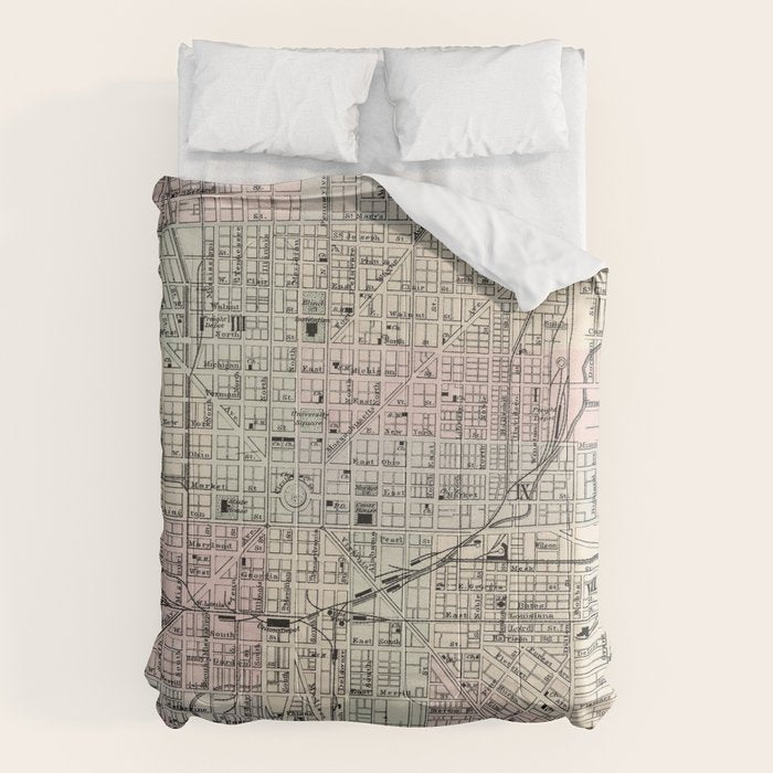 Vintage Map of Indianapolis Indiana (1884) Comforter Gallery Image 6