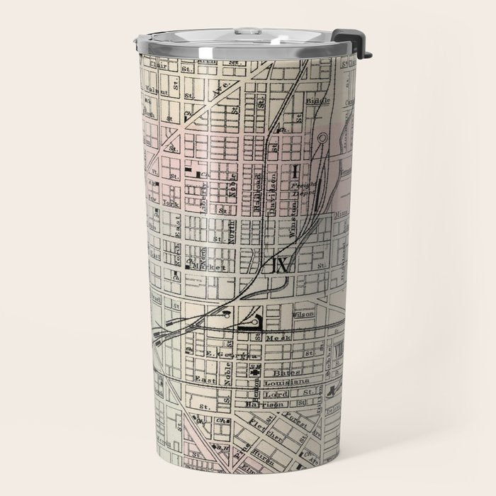 Vintage Map of Indianapolis Indiana (1884) Travel Mug Gallery Image 2