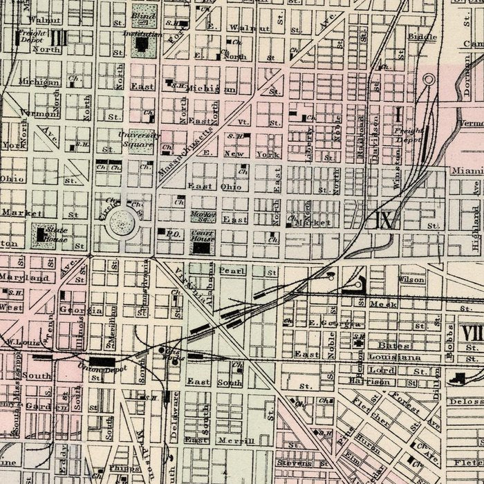 Vintage Map of Indianapolis Indiana (1884) Coffee Mug Gallery Image 2