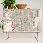Vintage Map of Indianapolis Indiana (1884) Credenza Gallery Image 1