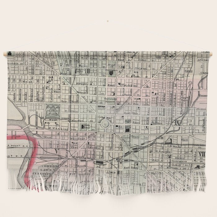 Vintage Map of Indianapolis Indiana (1884) Wall Hanging Gallery Image 1