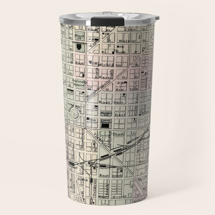 Vintage Map of Indianapolis Indiana (1884) Travel Mug Gallery Image 1