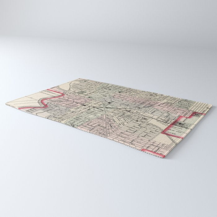 Vintage Map of Indianapolis Indiana (1884) Rug Gallery Image 3