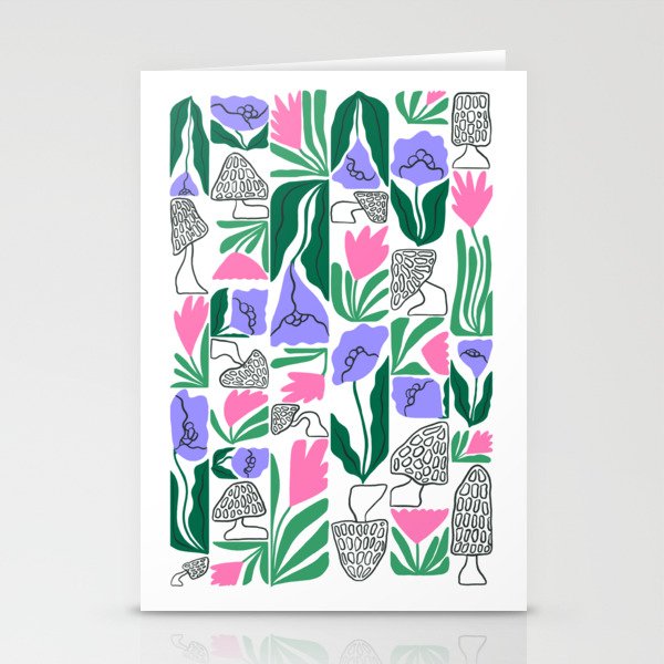 Spring Morels and Flowers Pattern Stationery Card Gallery Image 2