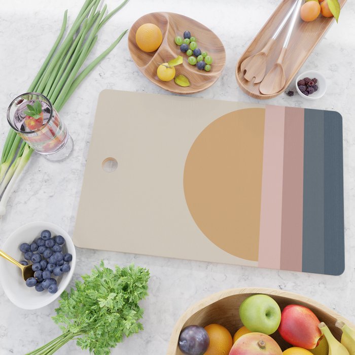 Minimal Retro Sunset - Earthy Neutral Cutting Board Gallery Image 2