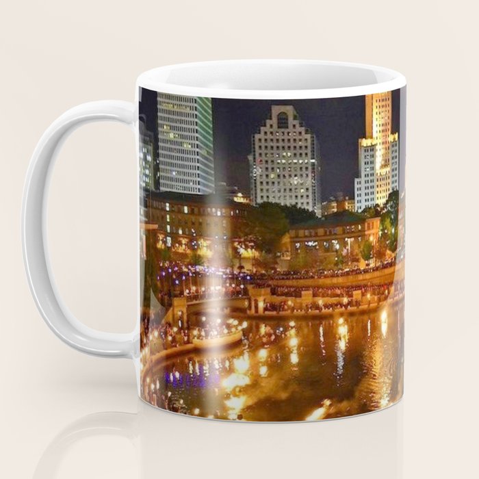 Summer Waterfire at Waterplace Park - Providence, Rhode Island Coffee Mug Gallery Image 3