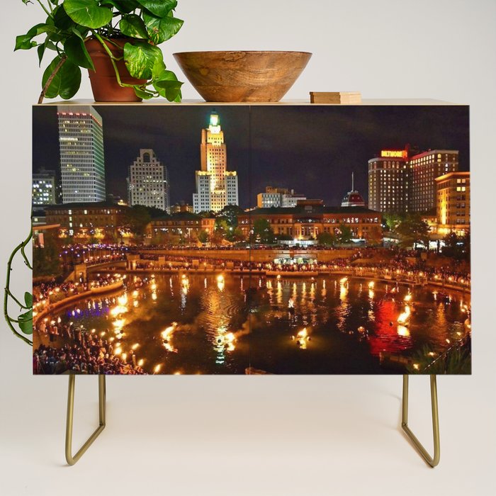 Summer Waterfire at Waterplace Park - Providence, Rhode Island Credenza Gallery Image 1