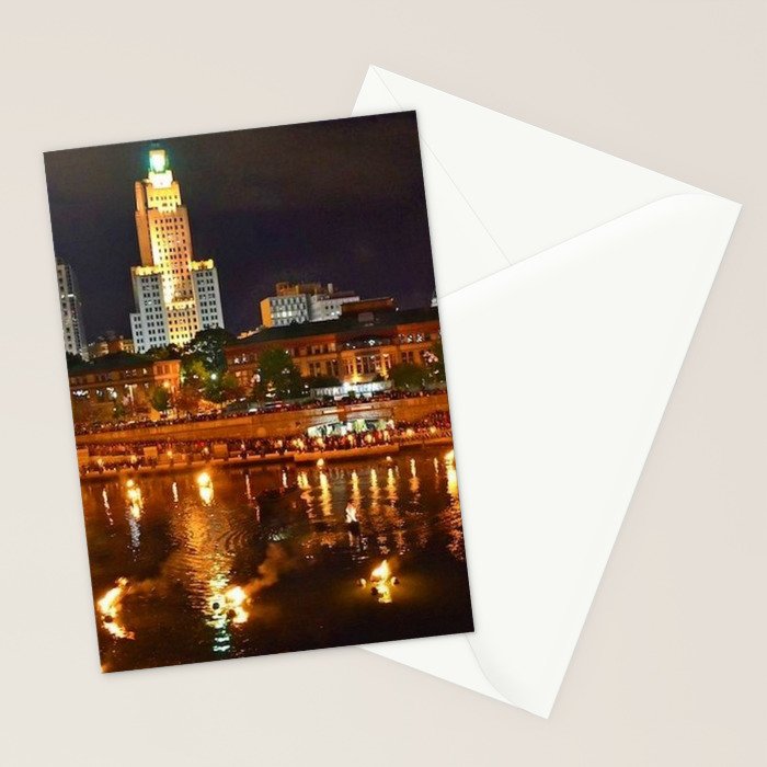 Summer Waterfire at Waterplace Park - Providence, Rhode Island Stationery Card Gallery Image 2