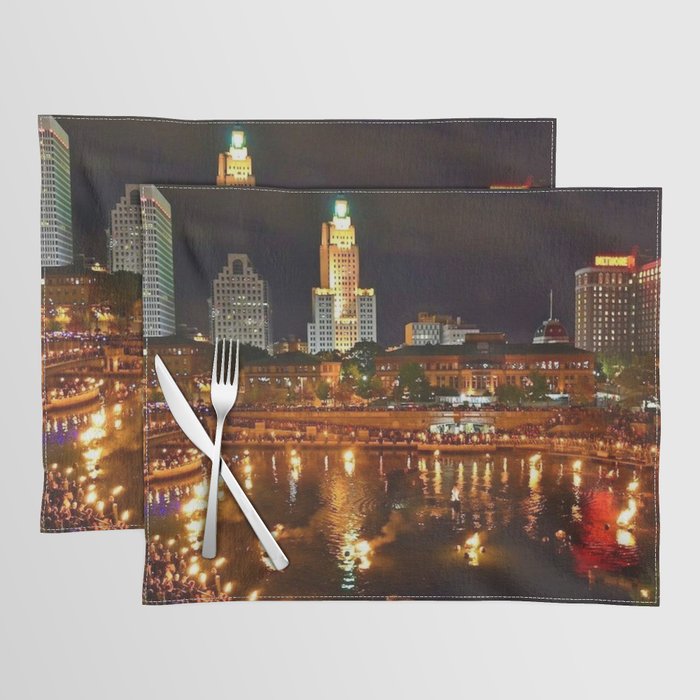 Summer Waterfire at Waterplace Park - Providence, Rhode Island Placemat Gallery Image 1
