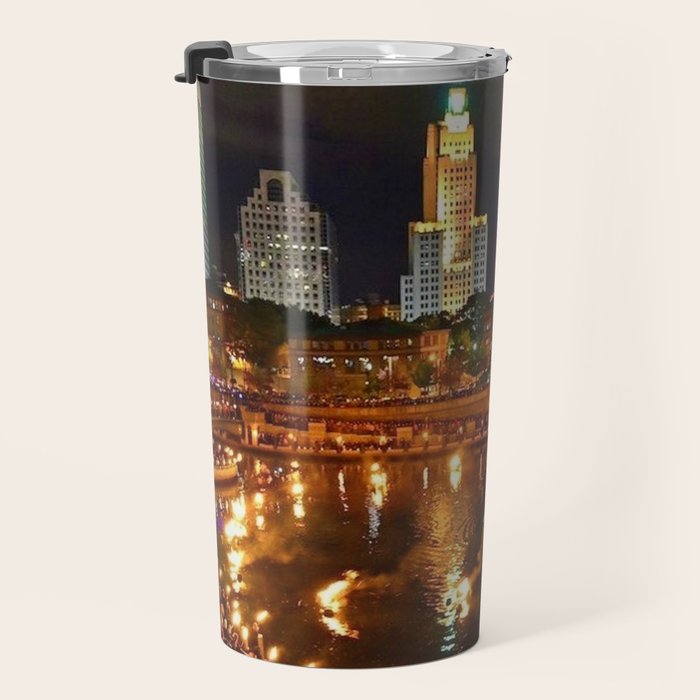 Summer Waterfire at Waterplace Park - Providence, Rhode Island Travel Mug Gallery Image 3