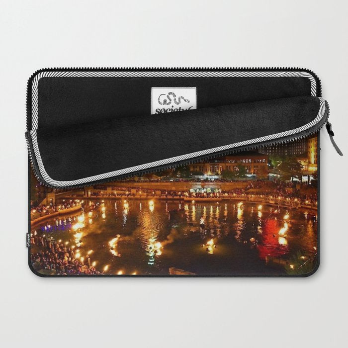 Summer Waterfire at Waterplace Park - Providence, Rhode Island Laptop Sleeve Gallery Image 2