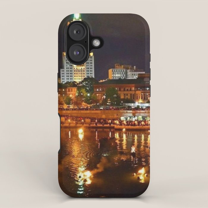 Summer Waterfire at Waterplace Park - Providence, Rhode Island iPhone Case Gallery Image 1