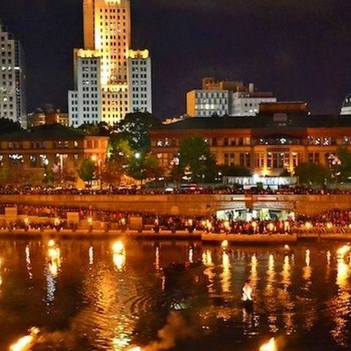 Summer Waterfire at Waterplace Park - Providence, Rhode Island Coffee Mug Gallery Image 2