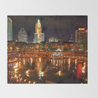 Summer Waterfire at Waterplace Park - Providence, Rhode Island Throw Blanket Gallery Image 2