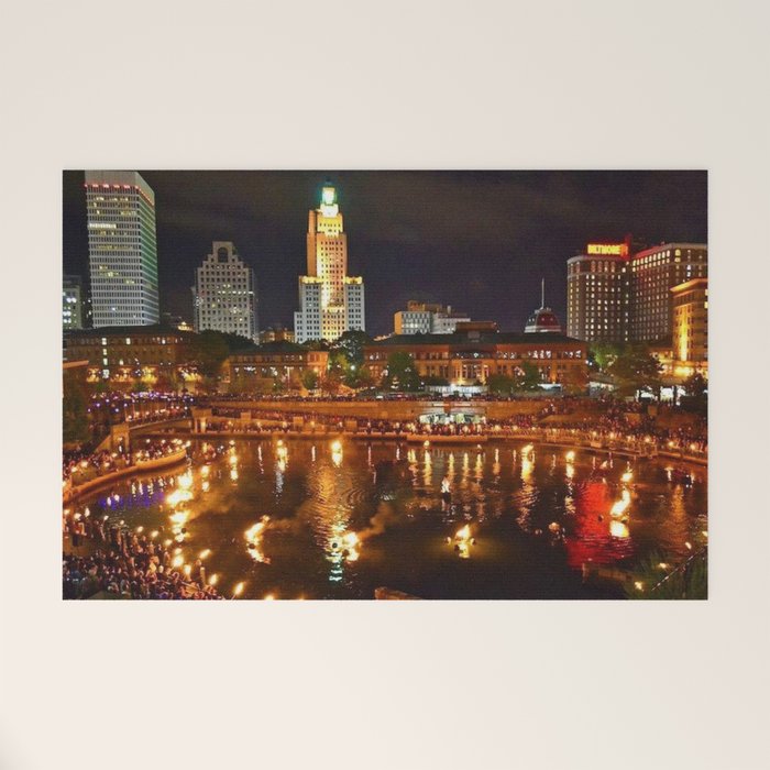 Summer Waterfire at Waterplace Park - Providence, Rhode Island Welcome Mat Gallery Image 1