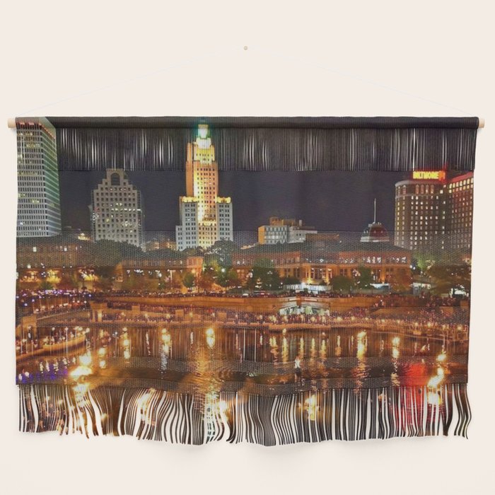 Summer Waterfire at Waterplace Park - Providence, Rhode Island Wall Hanging Gallery Image 1