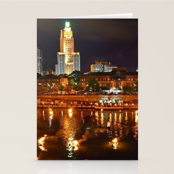 Summer Waterfire at Waterplace Park - Providence, Rhode Island Stationery Card Gallery Image 1