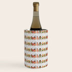 Gingerbread men and women on a gray background with stars. Gingerbread surfer. Gingerbread hula girl. Fun Christmas print. Wine Chiller Gallery Image 1