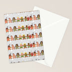 Gingerbread men and women on a gray background with stars. Gingerbread surfer. Gingerbread hula girl. Fun Christmas print. Stationery Card Gallery Image 2