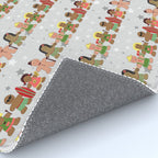 Gingerbread men and women on a gray background with stars. Gingerbread surfer. Gingerbread hula girl. Fun Christmas print. Rug Gallery Image 4