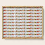 Gingerbread men and women on a gray background with stars. Gingerbread surfer. Gingerbread hula girl. Fun Christmas print. Serving Tray Gallery Image 1