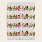Gingerbread men and women on a gray background with stars. Gingerbread surfer. Gingerbread hula girl. Fun Christmas print. Poster Gallery Image 4