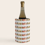 Gingerbread men and women on a gray background with stars. Gingerbread surfer. Gingerbread hula girl. Fun Christmas print. Wine Chiller Gallery Image 2