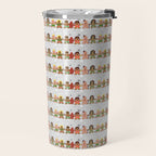 Gingerbread men and women on a gray background with stars. Gingerbread surfer. Gingerbread hula girl. Fun Christmas print. Travel Mug Gallery Image 2