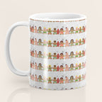 Gingerbread men and women on a gray background with stars. Gingerbread surfer. Gingerbread hula girl. Fun Christmas print. Coffee Mug Gallery Image 3