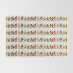 Gingerbread men and women on a gray background with stars. Gingerbread surfer. Gingerbread hula girl. Fun Christmas print. Rug Gallery Image 2