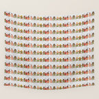 Gingerbread men and women on a gray background with stars. Gingerbread surfer. Gingerbread hula girl. Fun Christmas print. Wall Tapestry Gallery Image 4