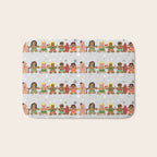 Gingerbread men and women on a gray background with stars. Gingerbread surfer. Gingerbread hula girl. Fun Christmas print. Bath Mat Gallery Image 1