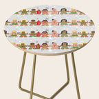 Gingerbread men and women on a gray background with stars. Gingerbread surfer. Gingerbread hula girl. Fun Christmas print. Side Table Gallery Image 2