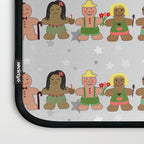 Gingerbread men and women on a gray background with stars. Gingerbread surfer. Gingerbread hula girl. Fun Christmas print. Laptop Sleeve Gallery Image 3